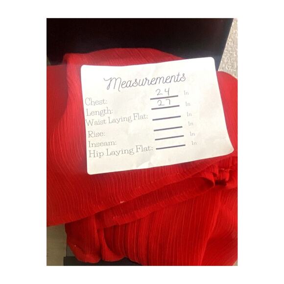 Lane Bryant Sheer Long Sleeve Flowy Lightweight Tie Neck Blouse 18 20 Red #2965 - Picture 7 of 15